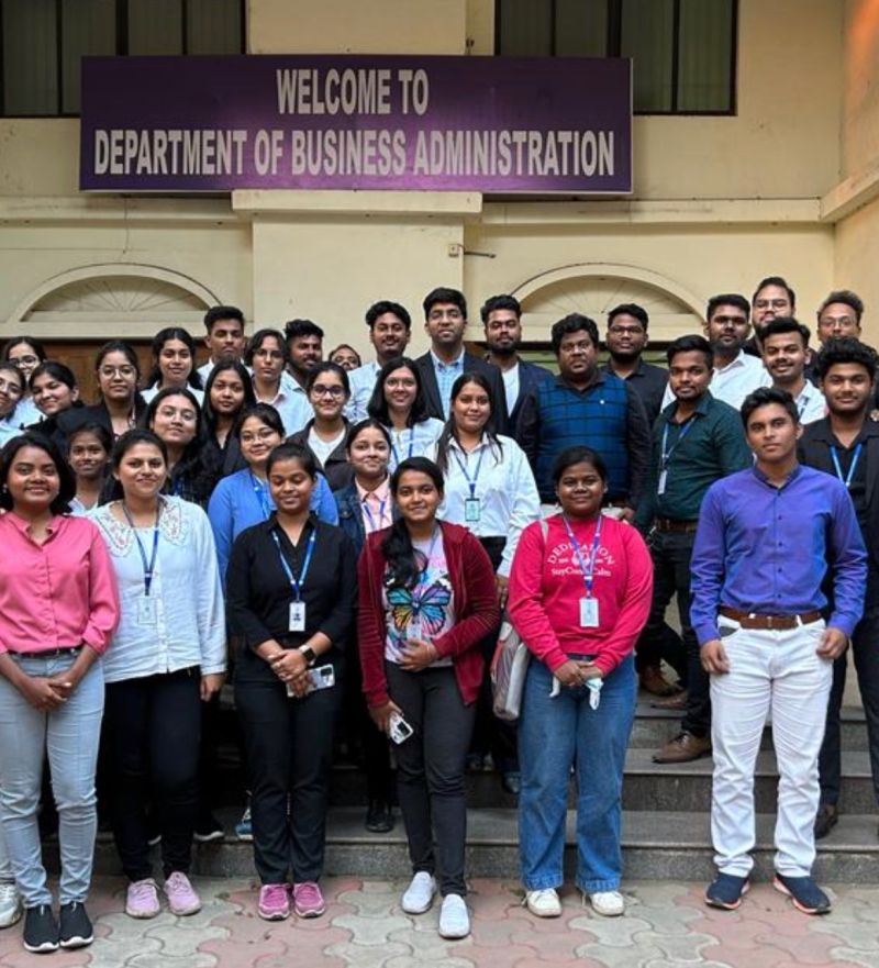 Business-school students after a session
